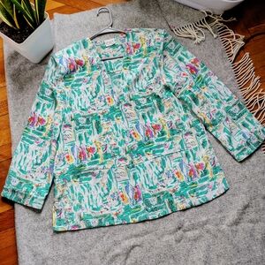 CeCe Green Abstract Print Jacket